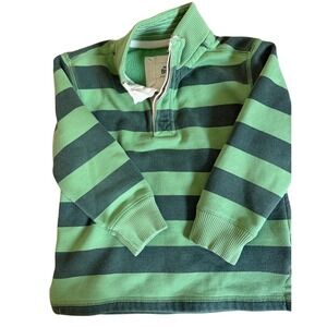 Mini Boden Striped Rugby Shirt 5-6Y Blue Green Soft Playful Casual Preppy Comfy